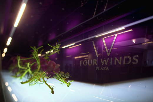 сиреневая панель в бц 4 Winds Plaza